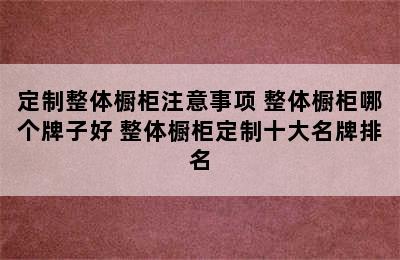 定制整体橱柜注意事项 整体橱柜哪个牌子好 整体橱柜定制十大名牌排名